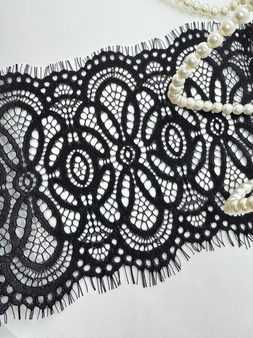 Мереживо французьке J73089 20 см. (10*3 м.), чорний