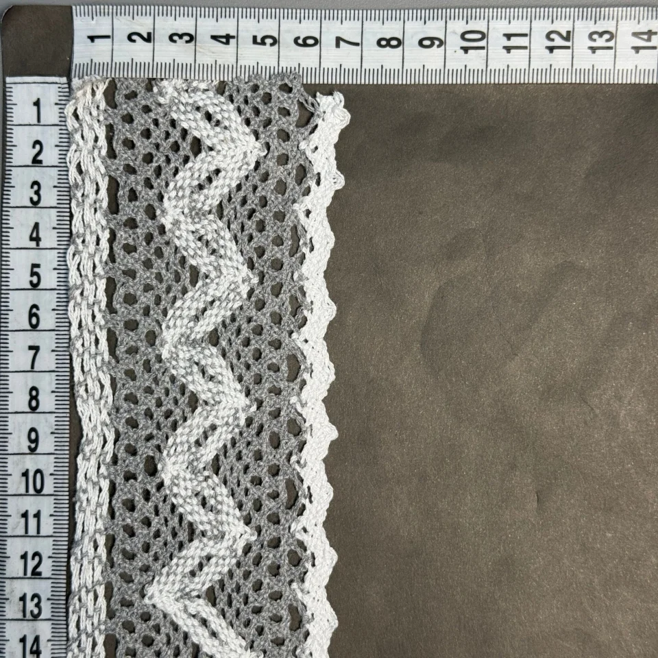 Мереживо макраме А 6442 6 см (50 ярдів/45,7 м.), сірий+білий