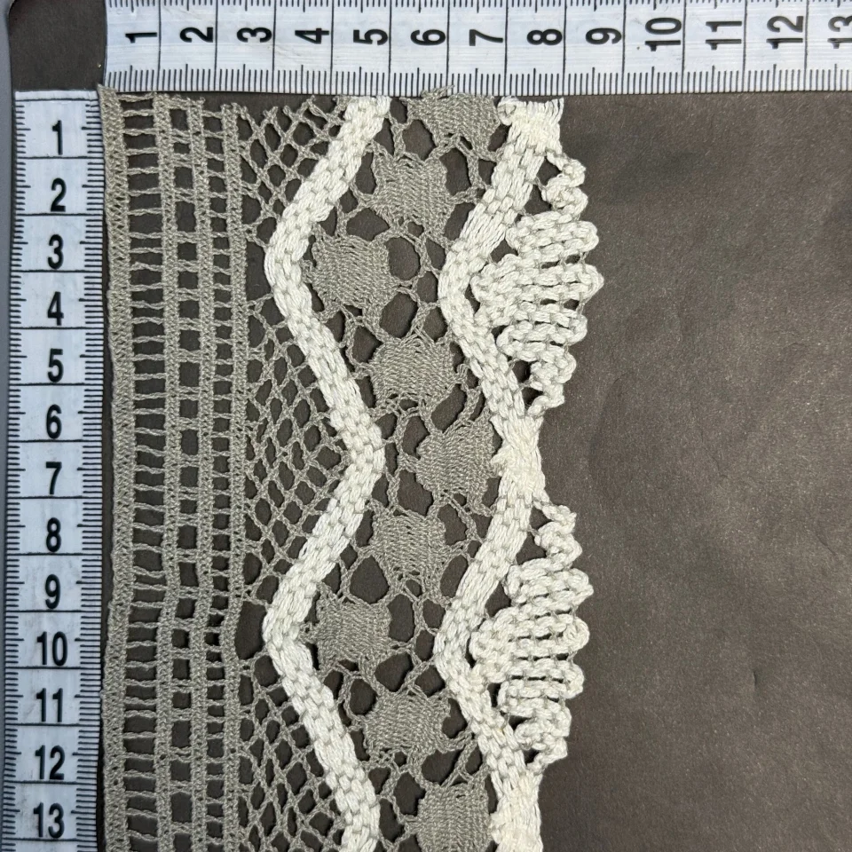 Мереживо макраме 15-2 8 см.(100 ярдів/91,4 м.), сірий+бежевий