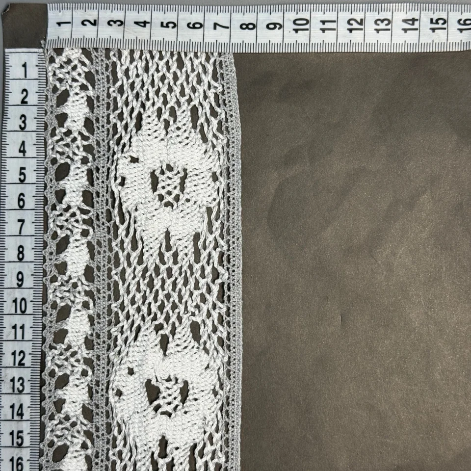 Мереживо макраме 8609 8 см (100 ярдів/91,4 м.), сірий+білий
