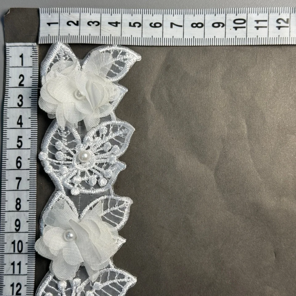 Мереживо поліестер 3D Н5700  5см.(10 ярдів/9.1 м.), білий