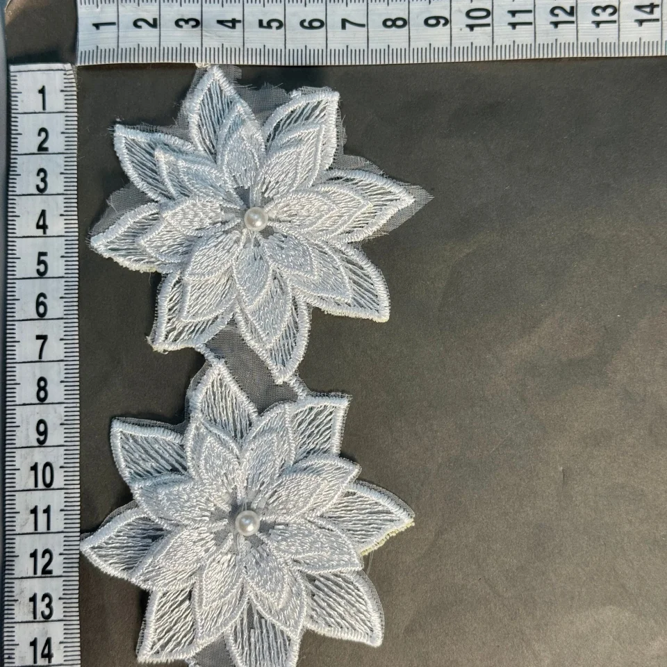 Мереживо поліестер 3D МD099 (10 ярдів/9.1 м.), білий