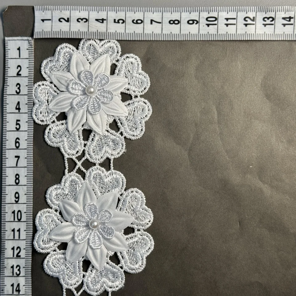 Мереживо поліестер 3D ZZ4088a 6 см.(10 ярдів/9.1 м.), білий