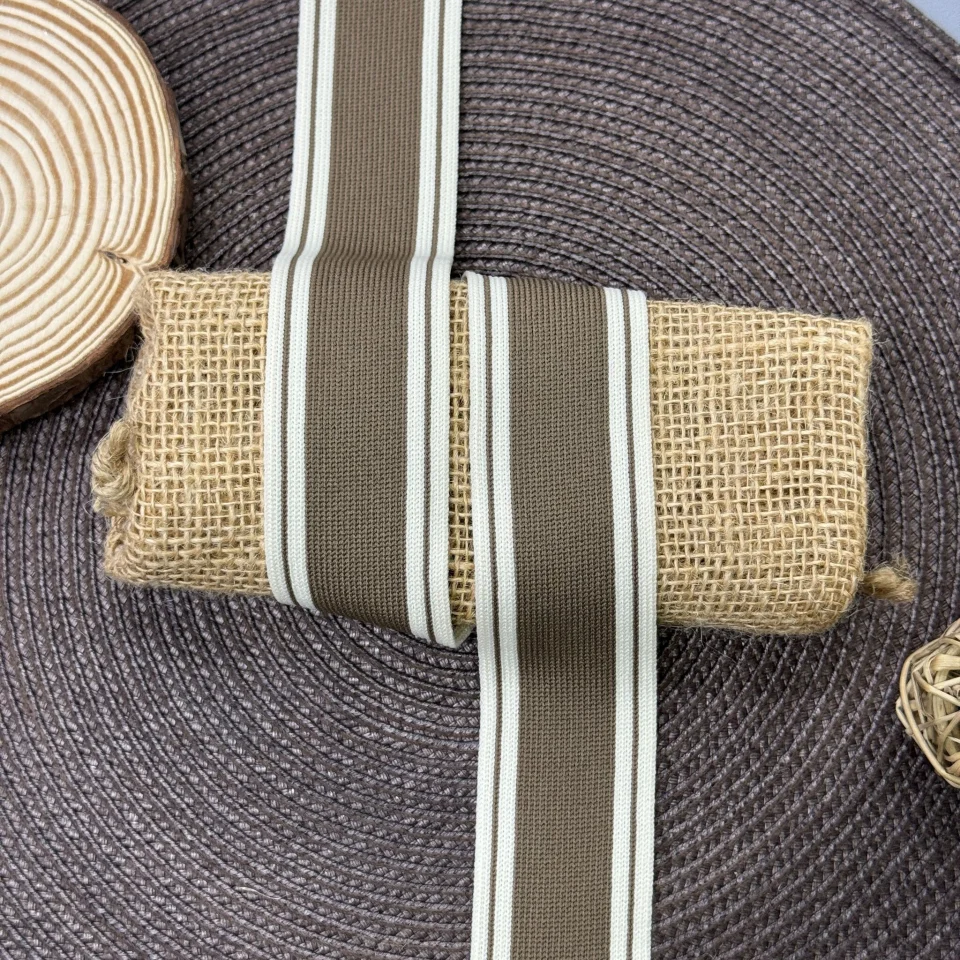 Лампас трикотажний D#5-1 4 см (50 м), C:2 темно бежевий