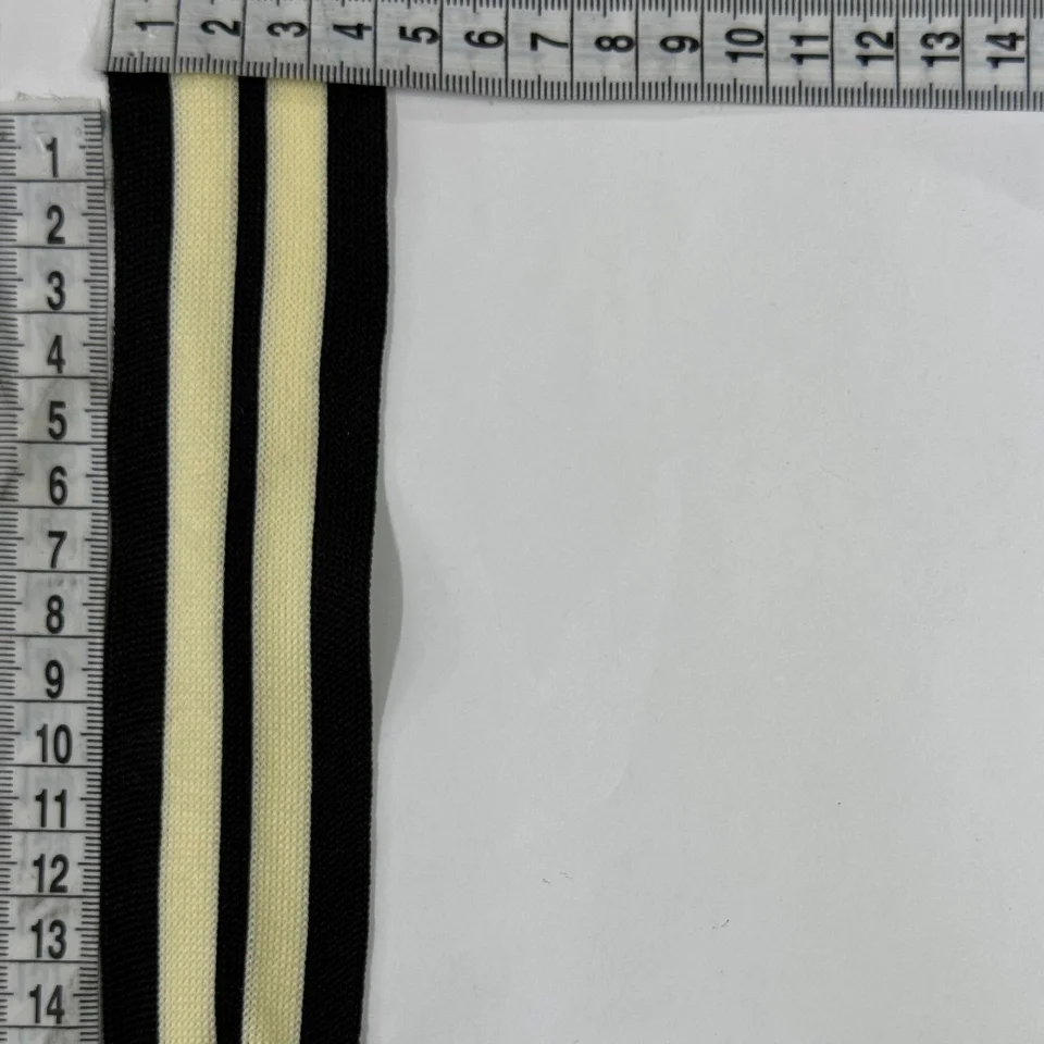 Лампас трикотажний D#8 4 см (50 м), чорний+молочний