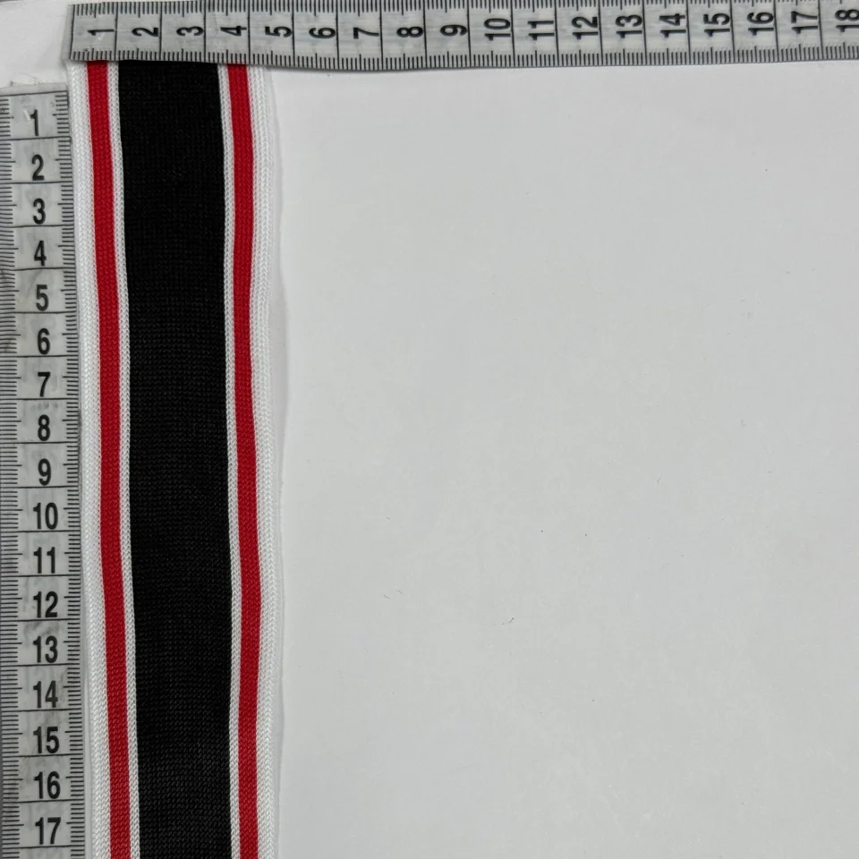 Лампас трикотажний D#8 4 см (50 м), білий+червоний+чорний