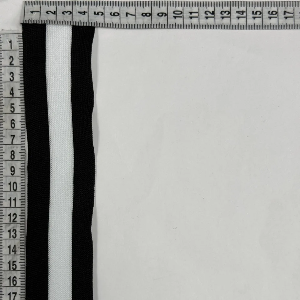 Лампас трикотажний D#8 4 см (50 м), чорний+білий 3