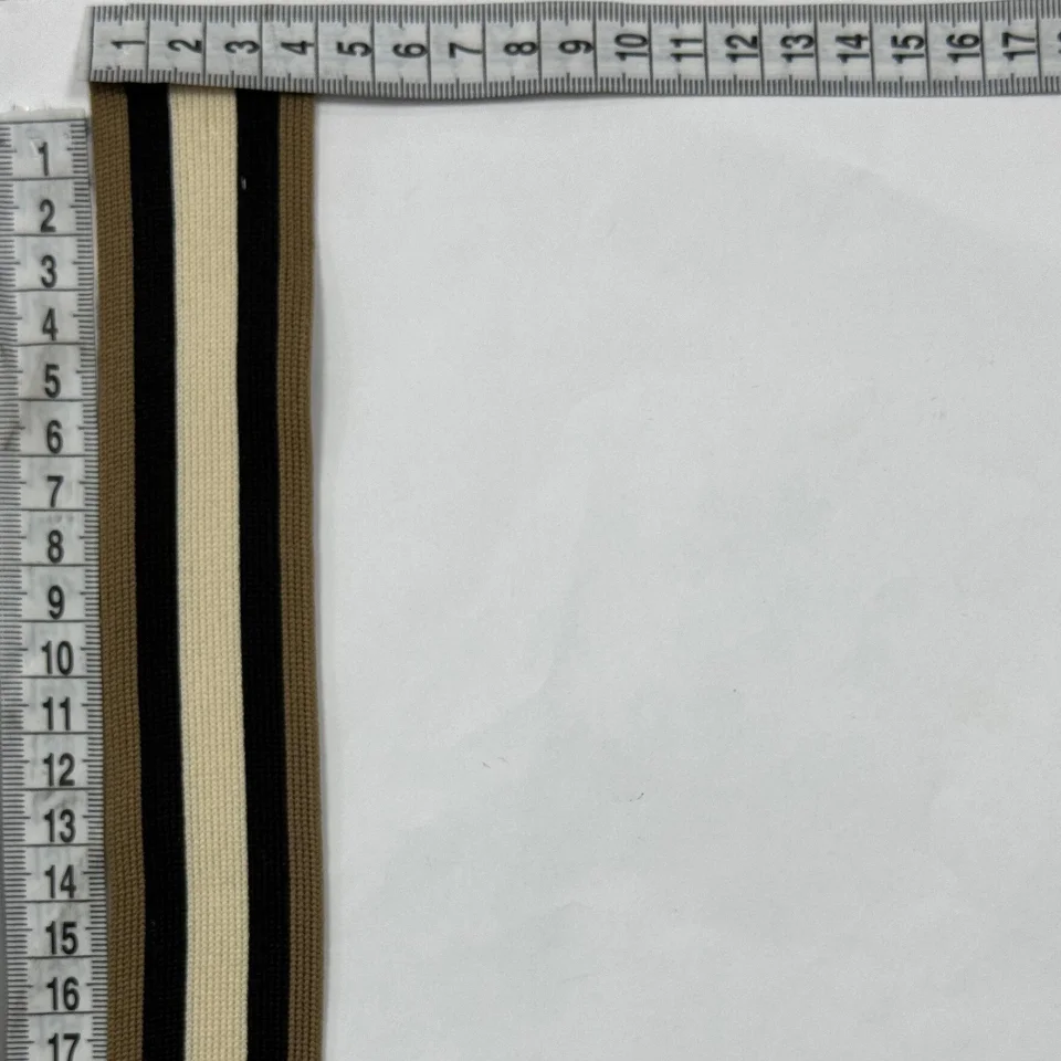 Лампас трикотажний 4 см (40 м), бежевий+чорний+білий