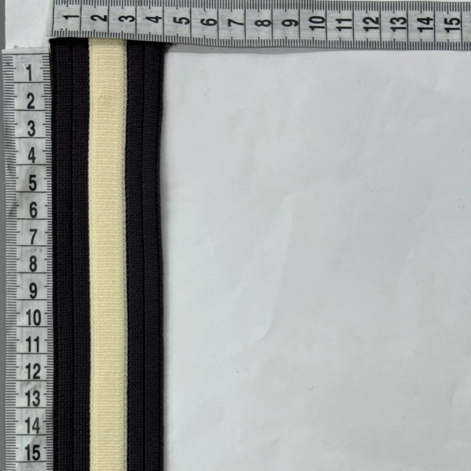 Лампас трикотажний D#4-1 4 см (50 м), C:8 молочний+темно сірий