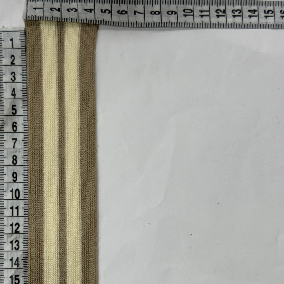Лампас трикотажний D#4-1 4 см (50 м), C:9 молочний+світло сірий