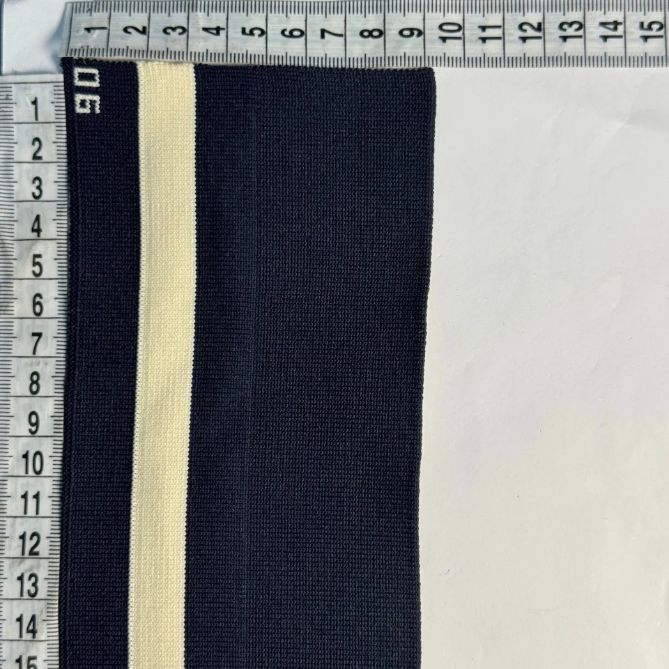 Пояс трикотажний довяз D#4 спорт (8.5см*90 см), синій+молочний