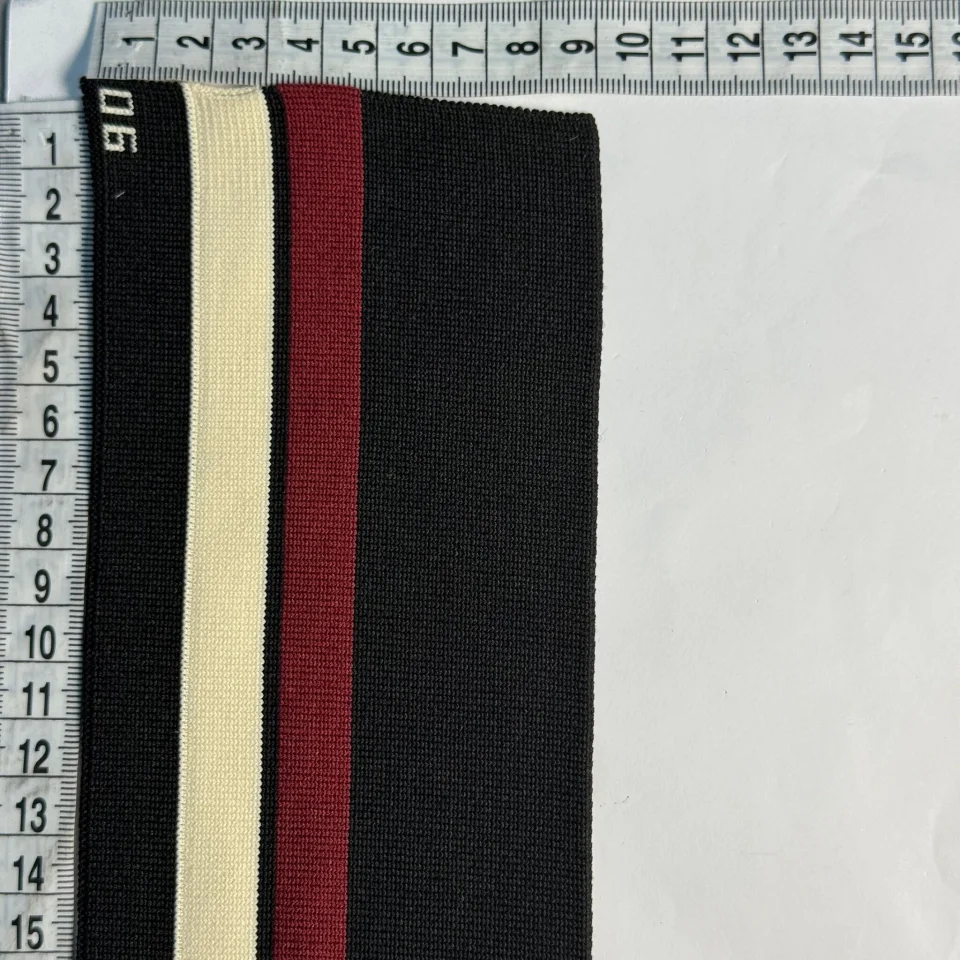 Пояс трикотажний довяз D#4 спорт (8.5см*90 см), чорний+червоний+молочний