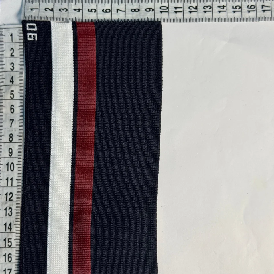 Пояс трикотажний довяз D#4 спорт (8.5см*90 см), темно синій+червоний+білий