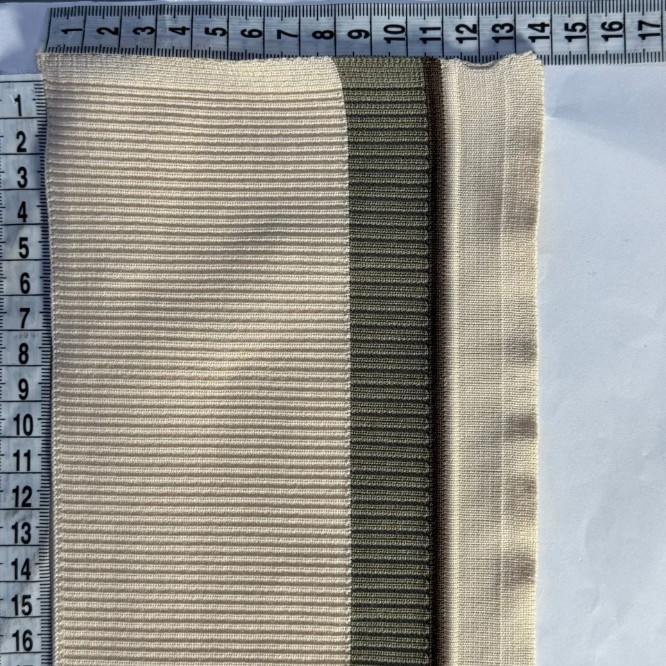 Пояс трикотажний довяз D#5 (13 см*90 см) , молочний+зелений