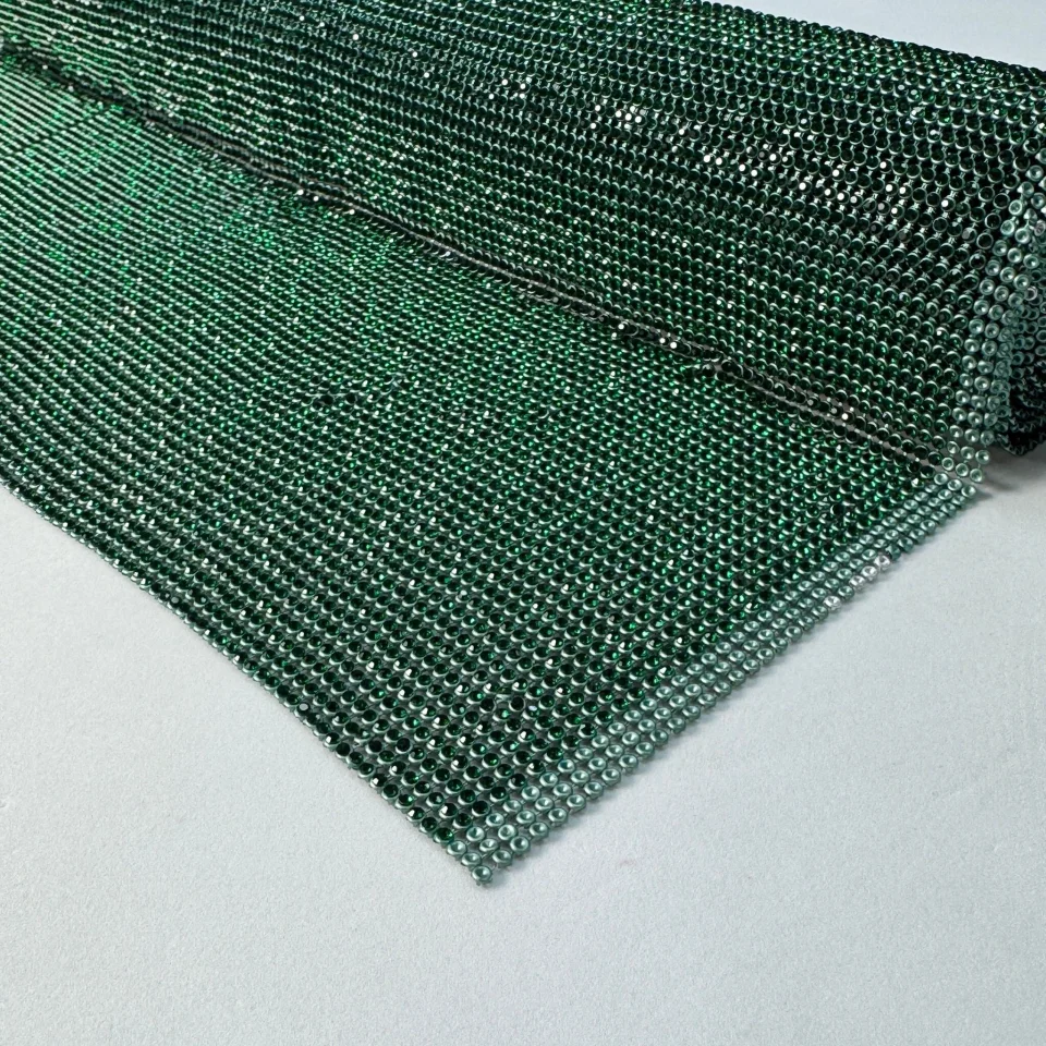 Стрази полотно пришив (36*120 см), зелений GREEN