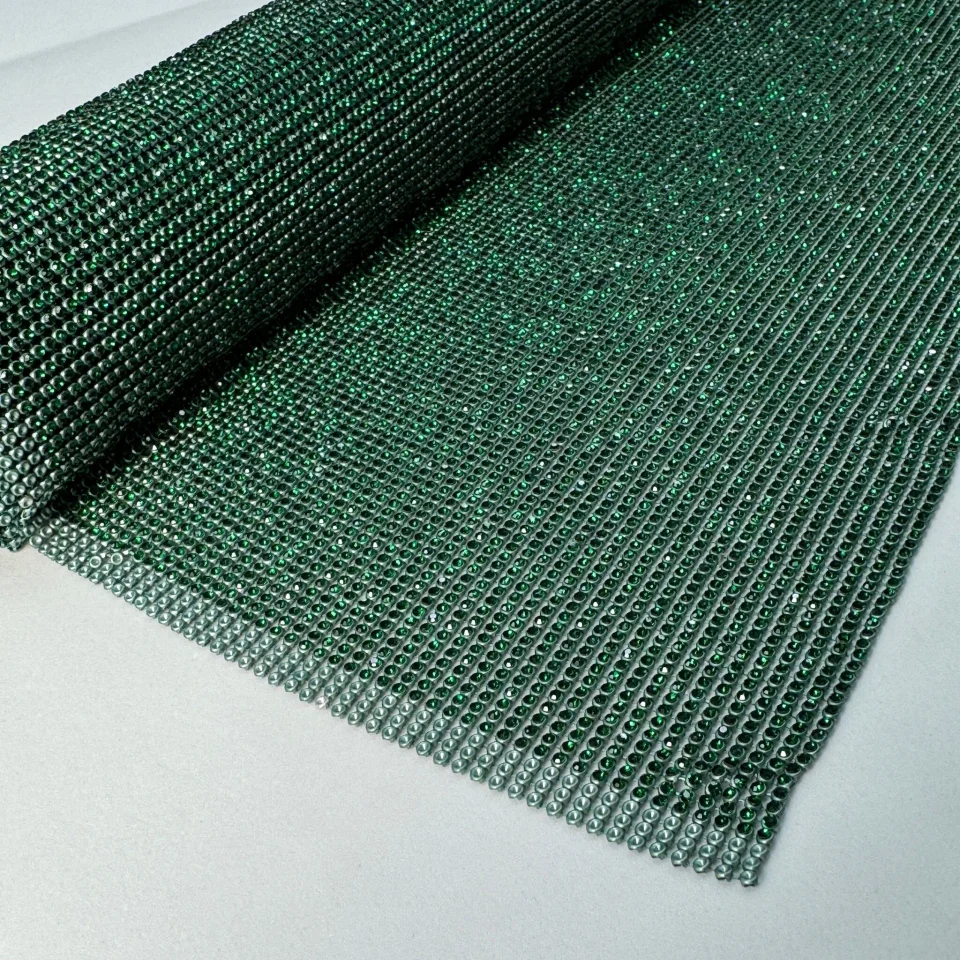 Стрази полотно пришив (36*120 см), зелений GREEN