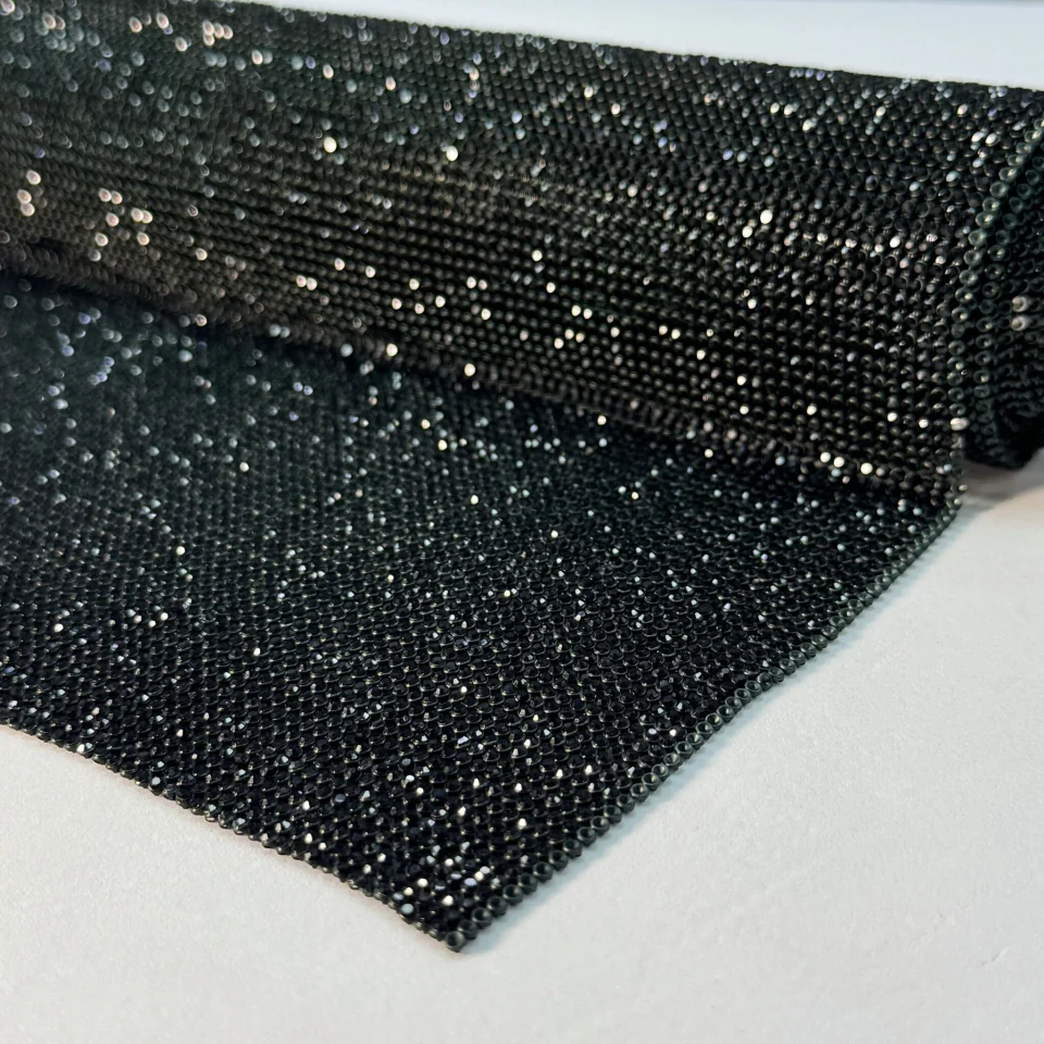 Стрази полотно пришив (36*120 см), чорний BLACK