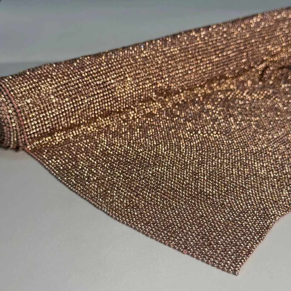 Стрази полотно пришив (36*120 см), рожевий+шампань PINK+CHAMPAGNE