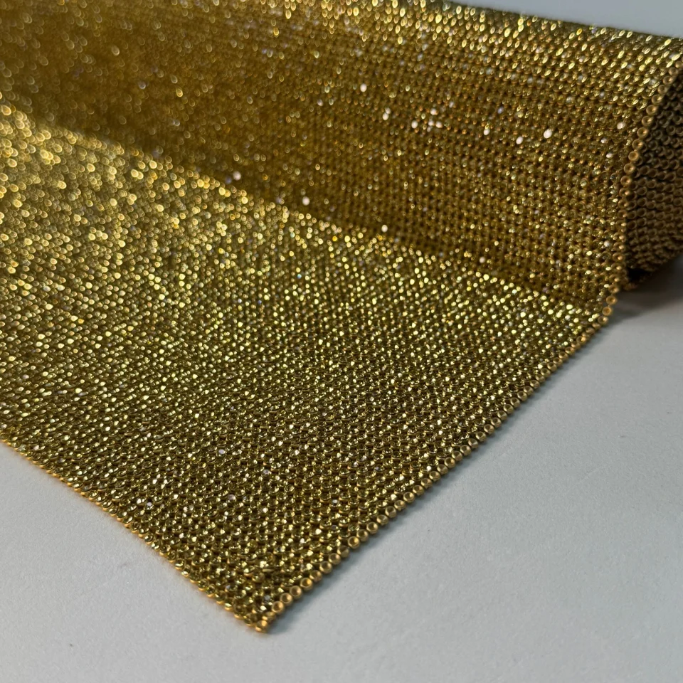 Стрази полотно пришив (36*120 см), золото+бежевий GOLD+LTC