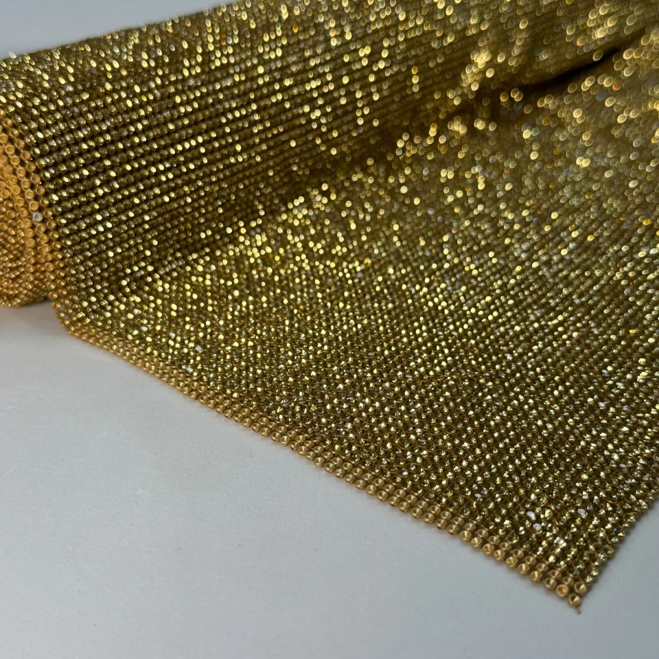 Стрази полотно пришив (36*120 см), золото+бежевий GOLD+LTC