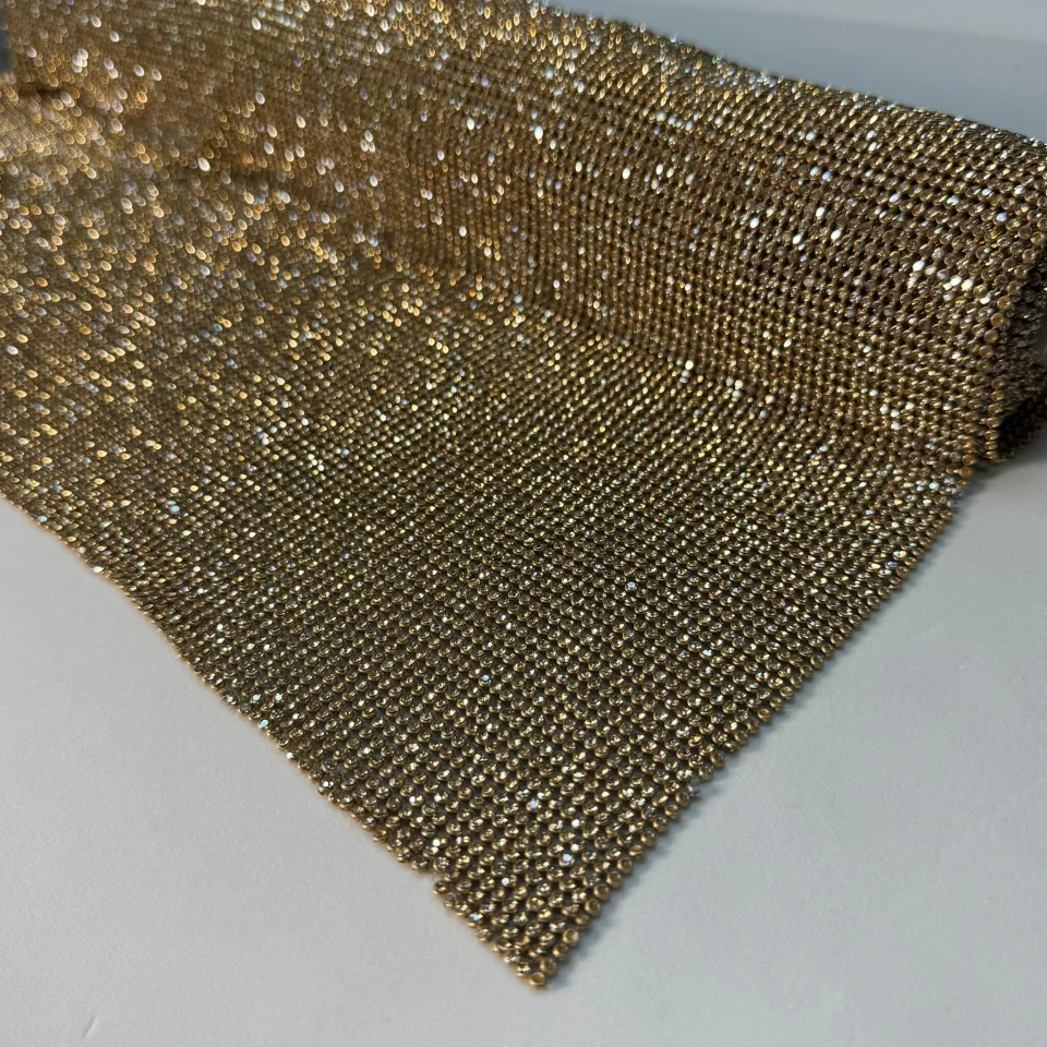 Стрази полотно пришив (36*120 см), бронза+шампань LIGHT GOLD+CHAMPAGNE