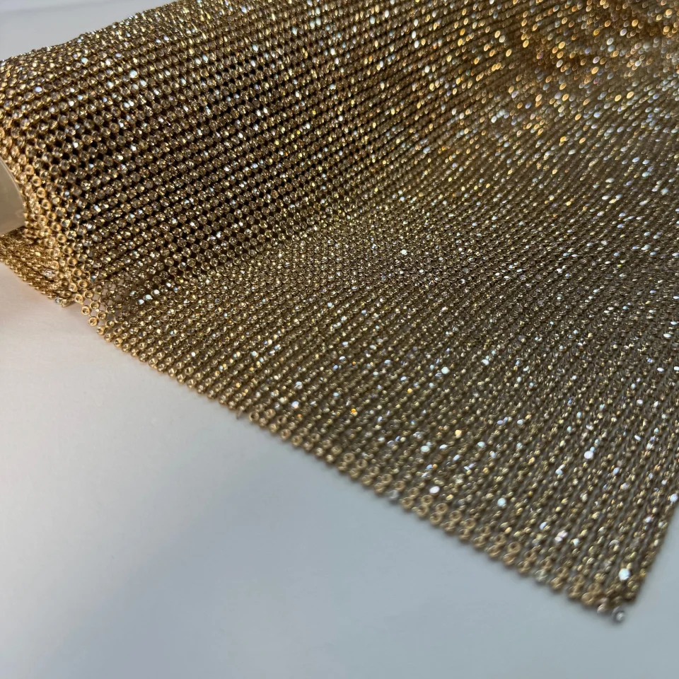 Стрази полотно пришив (36*120 см), бронза+шампань LIGHT GOLD+CHAMPAGNE