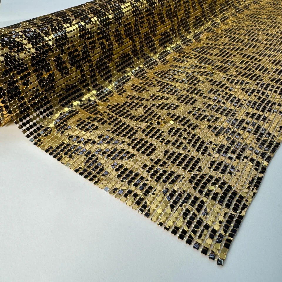 Стрази полотно пришив леопард (45*155 см), золото