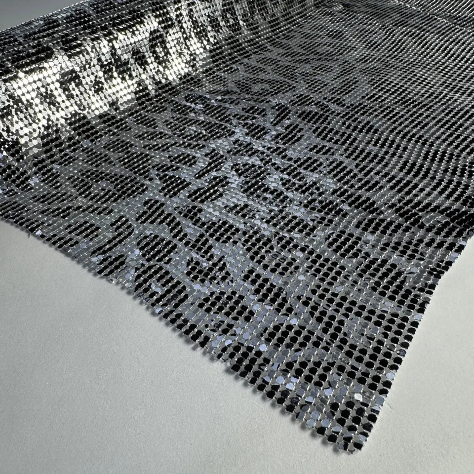 Стрази полотно пришив леопард (45*155 см), срібло