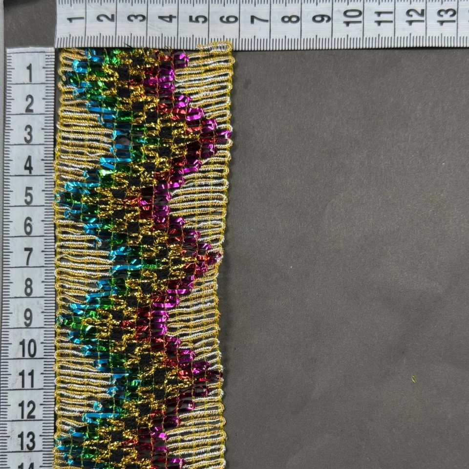 Тасьма люрекс 9570 (20 ярдів/18,28 м.), малина+золото+бірюза