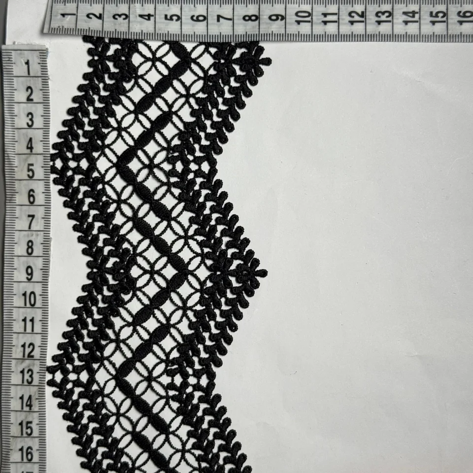 Мереживо поліестер ВВ302652 8,5 см.(15 ярдів/13.5 м.), чорний