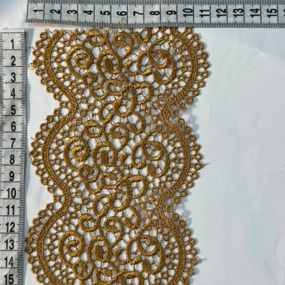 Мереживо поліестер 37 11 см.(20-22 метрів), гірчичний (20 метрів)