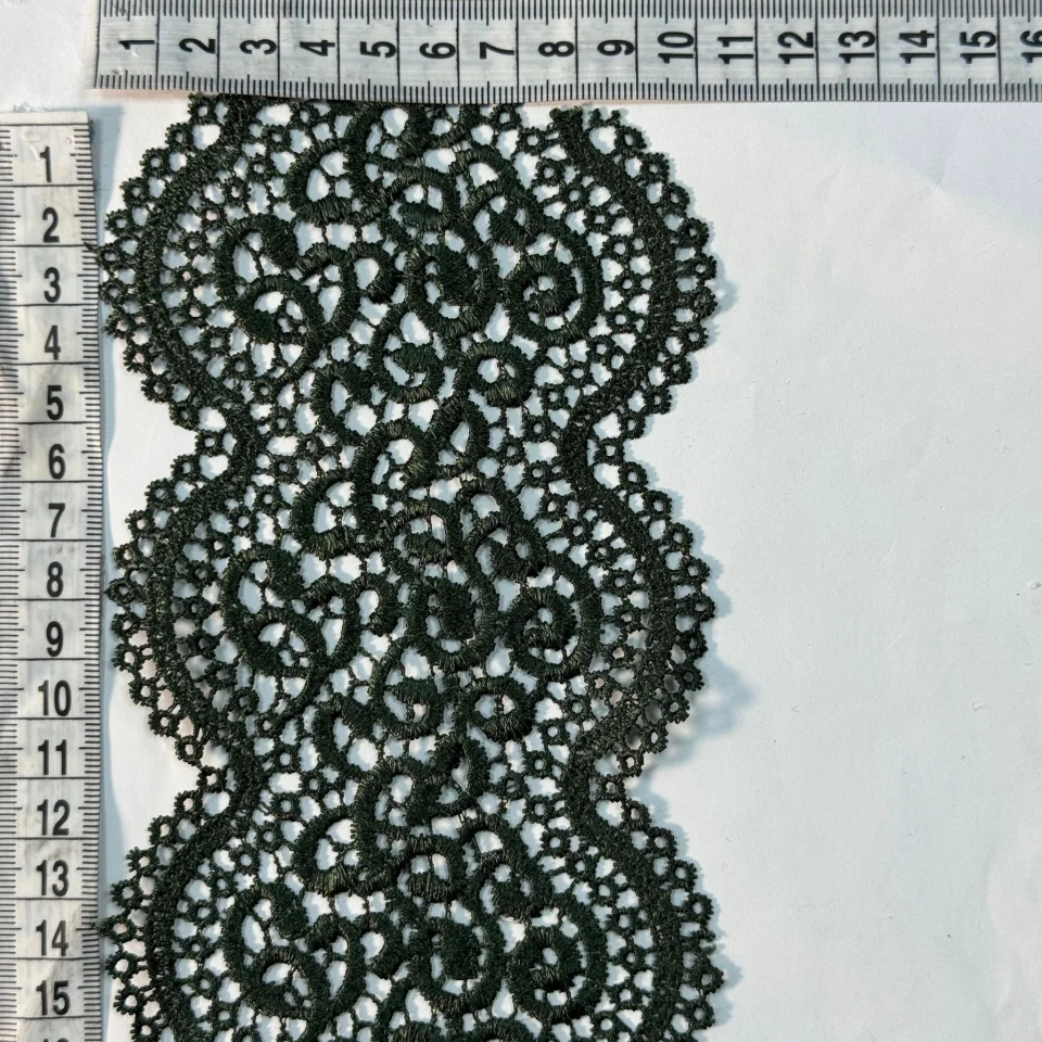 Мереживо поліестер 37 11 см.(20-22 метрів), зелений (20 метрів)