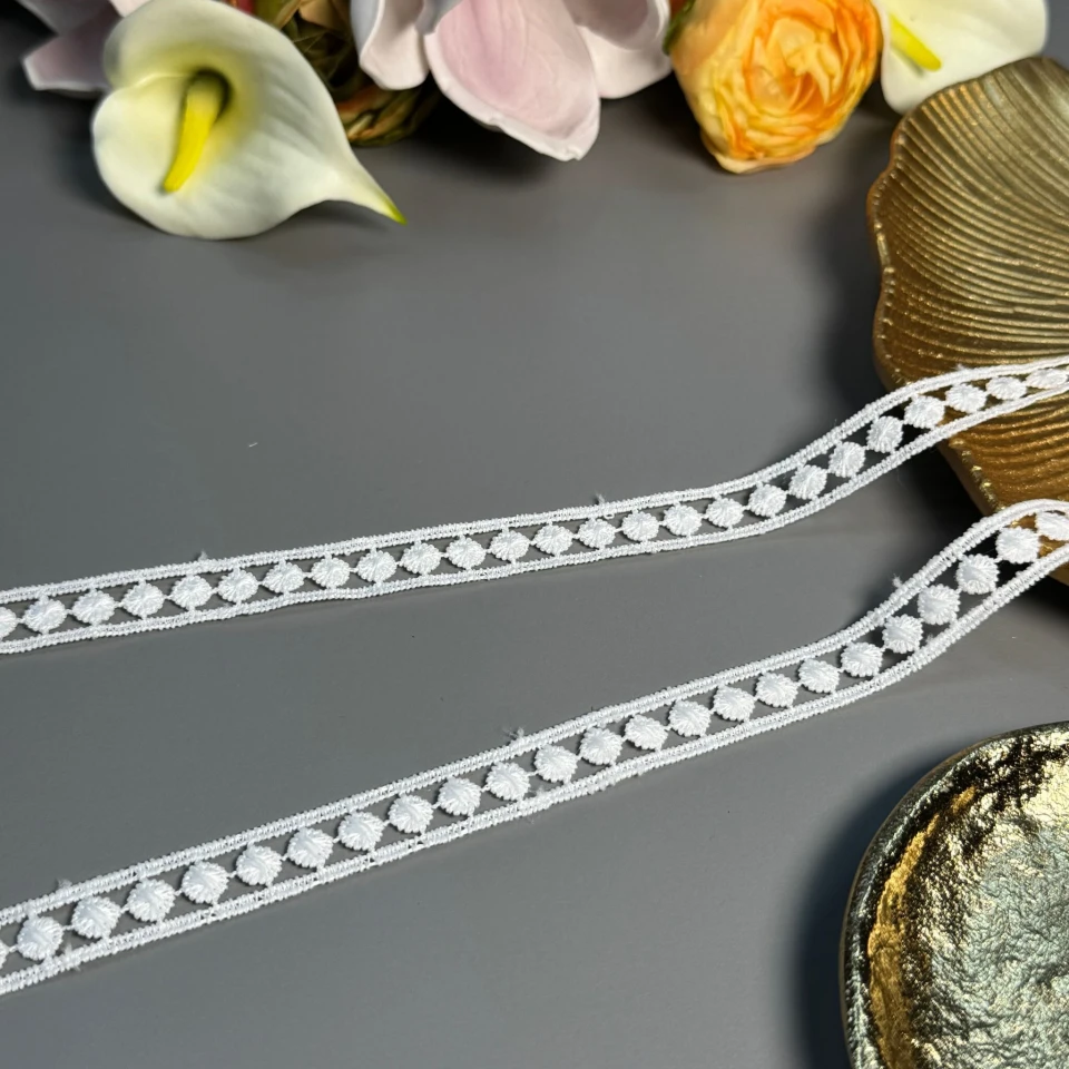 Кружево полиэстер ВВ104786 1,5 см.(30 ярдов/27.3 м.), тёплый белый