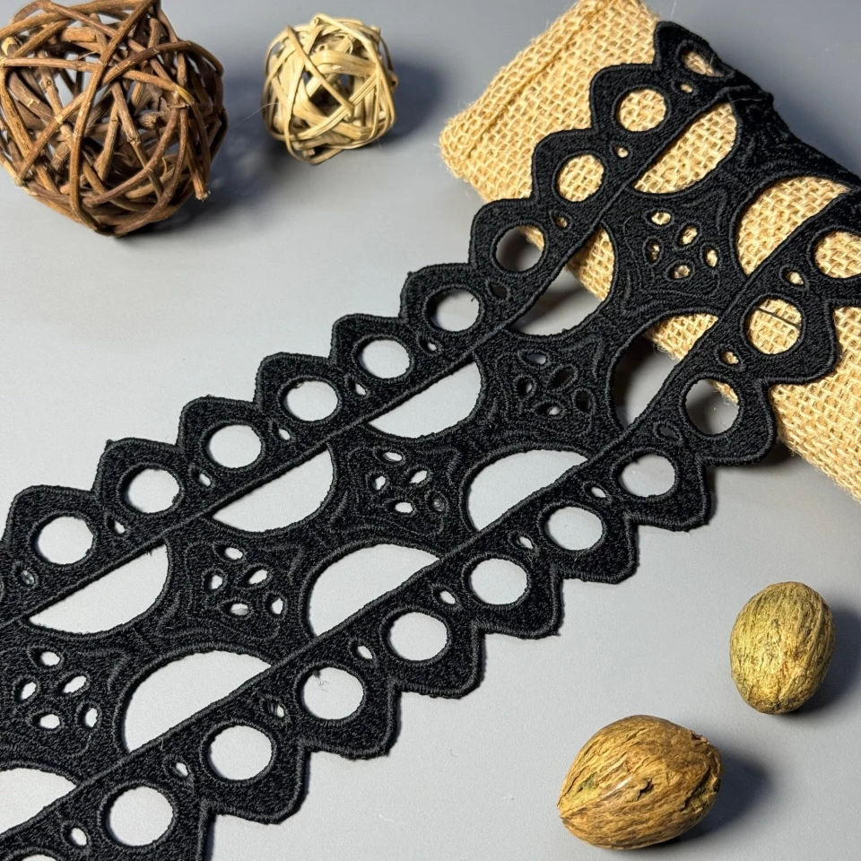 Кружево полиэстер 175 10 см.(19-20 метров), черный (20 метров)