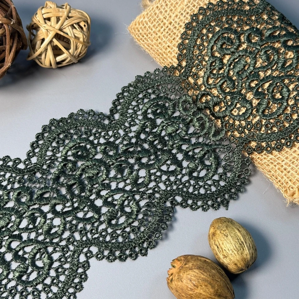 Мереживо поліестер 37 11 см.(20-22 метрів), зелений (20 метрів)