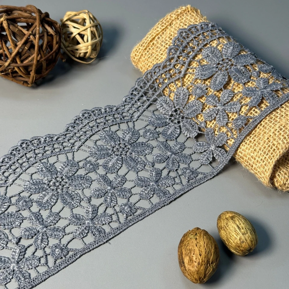 Мереживо поліестер 147 10 см.(19.8-20 метрів), сірий (19.8 метрів)