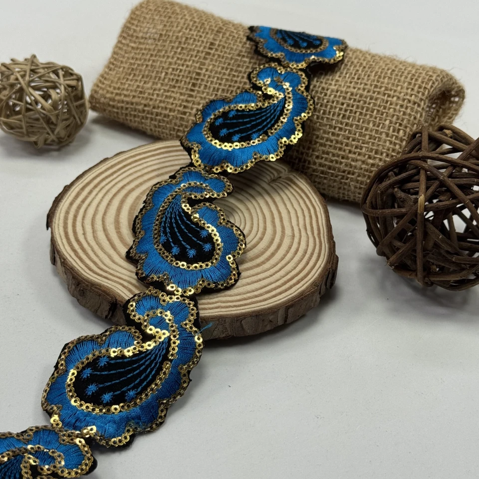 Тасьма клейова люрекс 7107 (4.8 м), блакитний