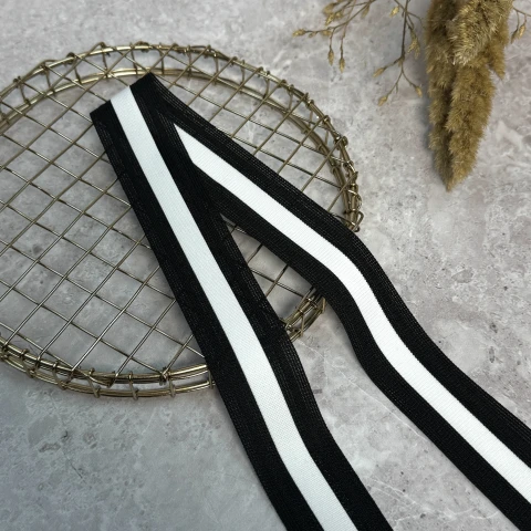 Лампас трикотажний 4 см "Urban Edge" (50 м), чорний+білий