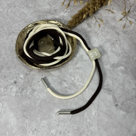 Шнурок в штани круглий подвійний (140 см), молочний+темний коричневий