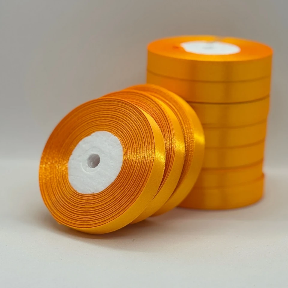 Стрічка атласна 1.2 см (10*36 ярдів), 17 жовтий янтарний