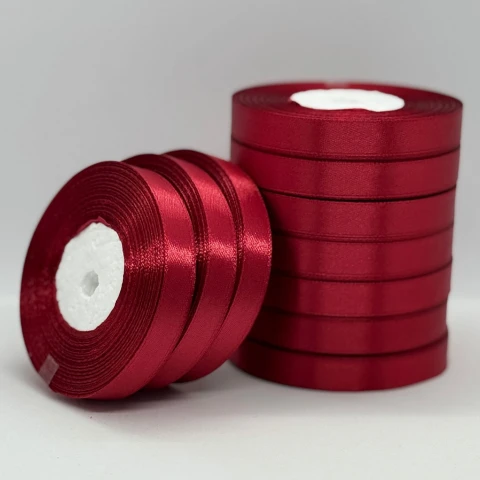 Стрічка атласна 1.2 см (10*36 ярдів), 33 темний червоний