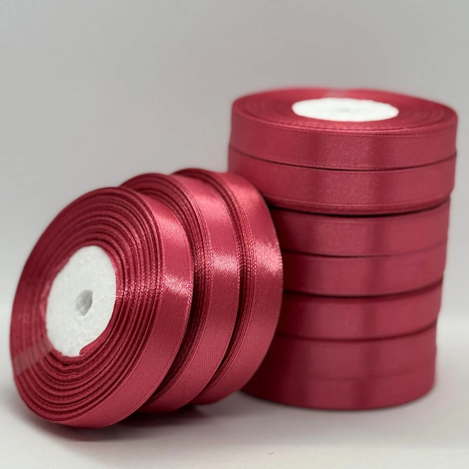 Стрічка атласна 1.2 см (10*36 ярдів), 170 темний кораловий