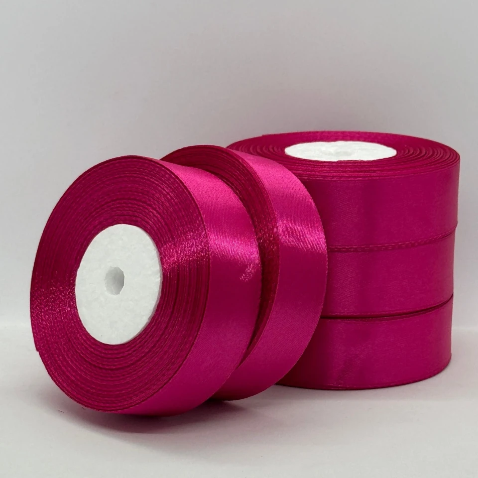 Стрічка атласна 2.5 см (5*36 ярдів), 27 малина