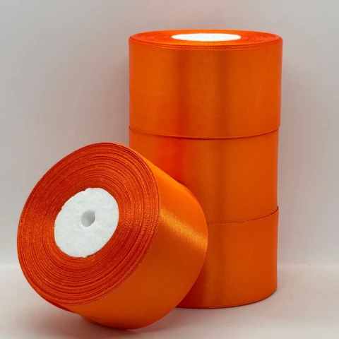 Стрічка атласна 5 см (4*36 ярдів), 144 сигнально-помаранчевий