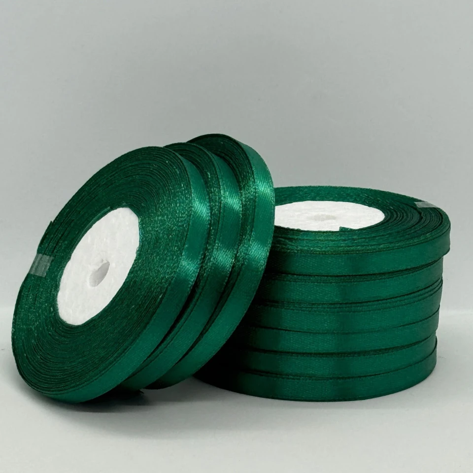 Стрічка атласна 0.6 см (10*36 ярдів), 168 темний зелений