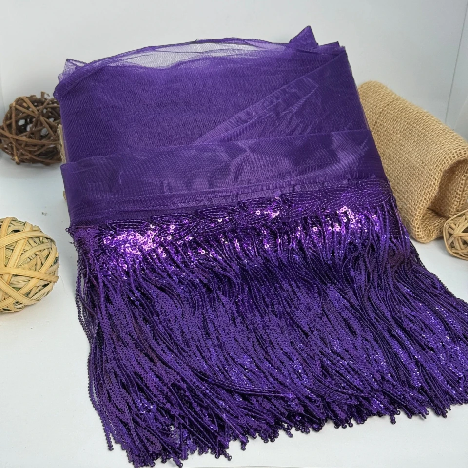 Бахрома танцювальна з паєткою 20 см (10 ярдів/9,14 м.), 36 фіолетовий