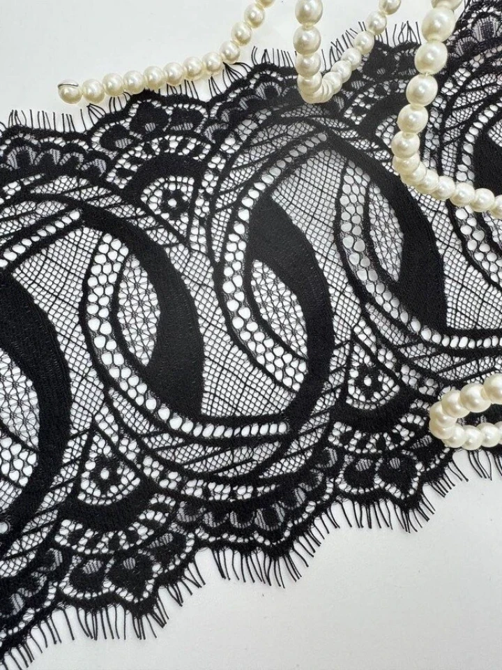 Мереживо французьке J73090 18 см. (10*3 м.), чорний