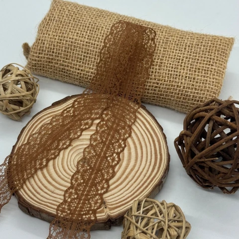 Кружево не стрейч 1658-2 2.8см (400 ярдов/364 м.), 17 коричневый