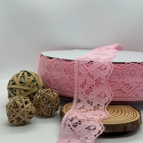 Кружево полиэстр цветное 101 6 см (100 ярдов/91 м.), 8 розовый