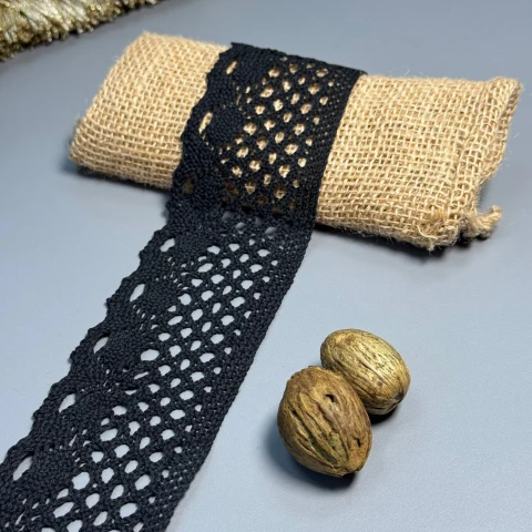 Мереживо макраме 8577 6 см (100 ярдів/91,4 м.), чорний